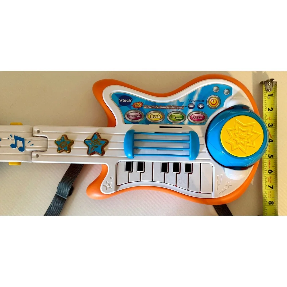 VTech Strum & Jam KidiBand 3-in-1 Guitar Piano Drums Orange White Blue WORKS